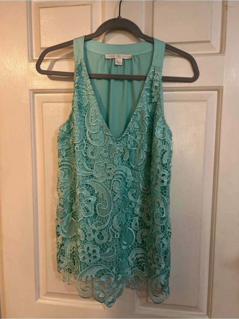 Boston Proper Mint Lace V-Neck Camisole